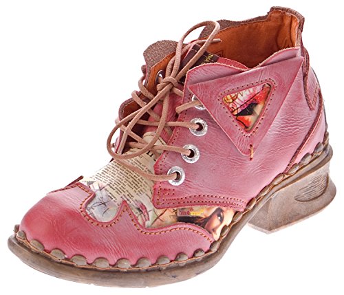 TMA Damen Leder Comfort Knöchel Schuhe 5155 Halb Schuhe Rot Blockabsatz Boots Gr. 41 von TMA