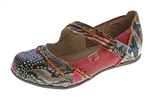 TMA Leder Damen Ballerinas Echtleder Muster variieren Comfort Schuhe 5085 Sandalen Rot Gr. 36 von TMA