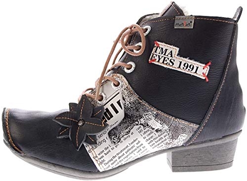 TMA Leder Damen Stiefeletten Schwarz gefüttert Comfort Boots echt Leder Winter Schuhe 8077 Gr. 36 von TMA