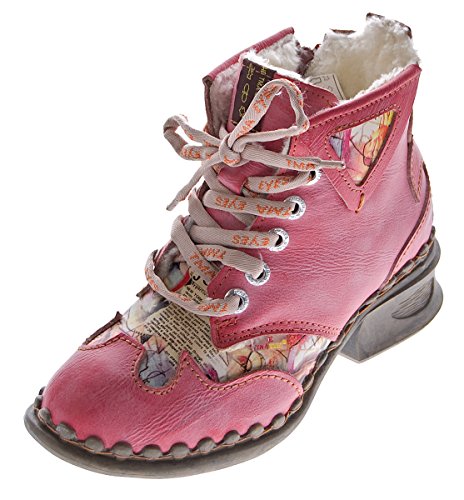TMA Leder Damen Winter Stiefeletten Comfort Knöchel Schuhe 5171 Rot Boots gefüttert Gr. 37 von TMA