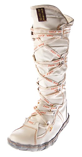 TMA Leder Stiefel Damen Weiß Schuhe echt Leder Winter Stiefel gefüttert Gr. 41 von TMA