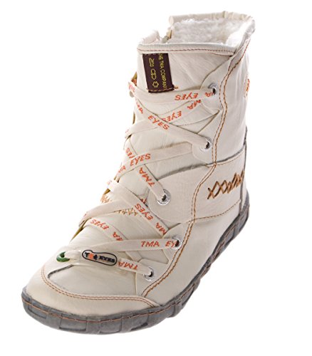 TMA Leder Winter Stiefeletten Damen Knöchel Schuhe gefüttert Weiß Stiefel Knöchelschuhe Gr. 37 von TMA