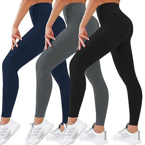 TMAIHOHIA Leggings mit hoher Taille für Damen, Workout, Fitnessstudio, Bauchkontrolle, Kompression, Po, Lift-Leggings, Yogahose, Schwarz/Dunkelgrau/Marineblau, XL/XXL von TMAIHOHIA