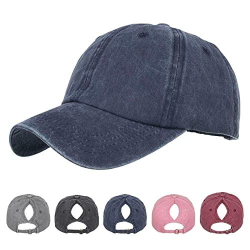 TMEOG Baseball Cap Damen Basecap Frauen Kappe mit Netz Pferdeschwanz Cap mit Loch für Zopf Baseballkappe Sommer Cappy Unifarben Sportkappe Atmungsaktiv(Blau) von TMEOG