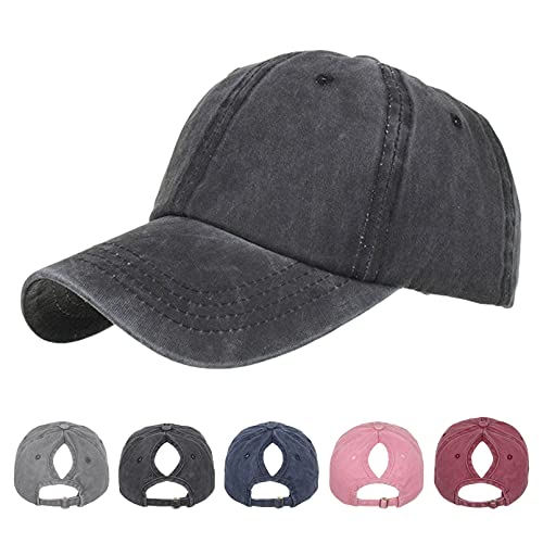 TMEOG Baseball Cap Damen Basecap Frauen Kappe mit Netz Pferdeschwanz Cap mit Loch für Zopf Baseballkappe Sommer Cappy Unifarben Sportkappe Atmungsaktiv(Schwarz) von TMEOG