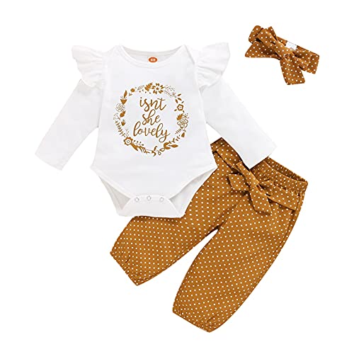 TMEOG Babykleidung Mädchen Set Neugeborenes Bekleidungsset Hoodie Sweatshirts Top Pants Baby Mädchen Stirnband Kleinkind Baby Outfits Jogginganzug von TMEOG