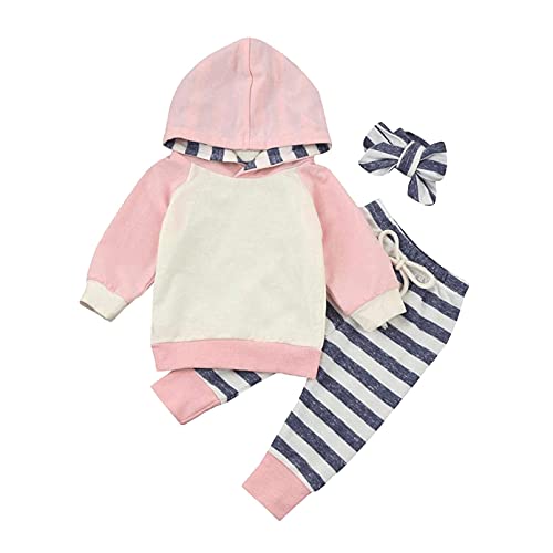TMEOG Babykleidung Mädchen Set Neugeborenes Bekleidungsset Hoodie Sweatshirts Top Pants Baby Mädchen Stirnband Kleinkind Baby Outfits Jogginganzug von TMEOG