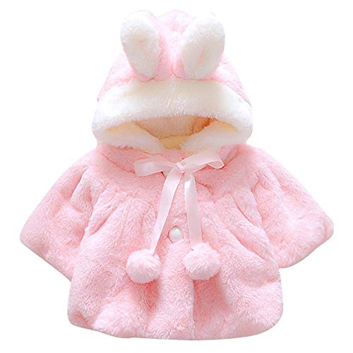 TMEOG Baby Kleinkind Mädchen Winterjacke Kinderjacken Fell Warm Winter Coat Mantel Jacke Dicke Warme Babykleidung (0-6 Monate, Rosa) von TMEOG