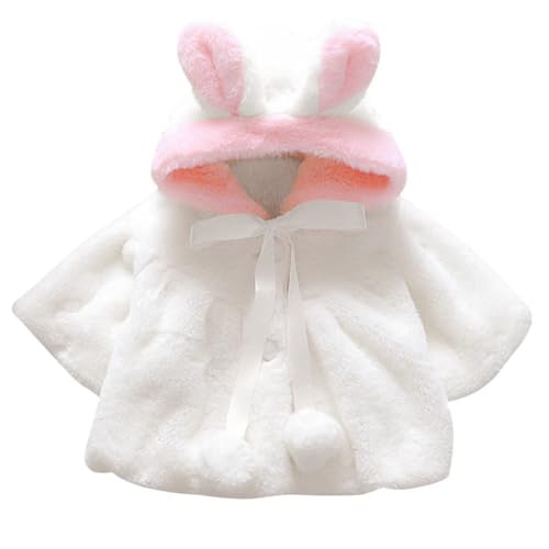 TMEOG Baby Kleinkind Mädchen Winterjacke Kinderjacken Fell Warm Winter Coat Mantel Jacke Dicke Warme Babykleidung (0-6 Monate, Weiß) von TMEOG