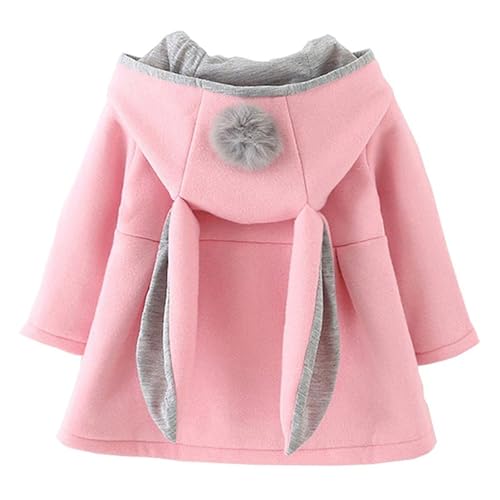 TMEOG Baby Mantel Mädchen Jacke Kleinkind Mädchen Baumwolle Kapuzenjacken mit Hasenohren Langärmeliger Kapuzenpullover Baby Kleidung für Mädchen (Rosa,9-12 Monate) von TMEOG