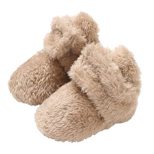 TMEOG Baby Winterschuhe Thermo Babyschuhe Krabbelschuhe Fleece Baby Boots Rutschfest Warme Booties Baby Stiefel Gefütterte Neugeborene Walk Schuhe für Mädchen Jungen(12-18 Monate,Aprikose) von TMEOG