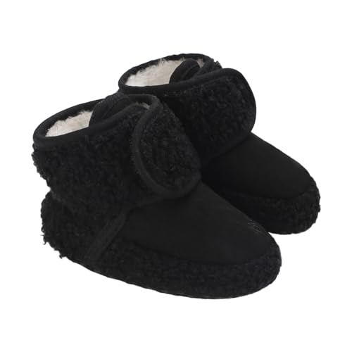 TMEOG Baby Winterschuhe Thermo Babyschuhe Krabbelschuhe Fleece Baby Boots Rutschfest Warme Booties Baby Stiefel Gefütterte Neugeborene Walk Schuhe für Mädchen Jungen(Schwarz,0-6 Monate) von TMEOG