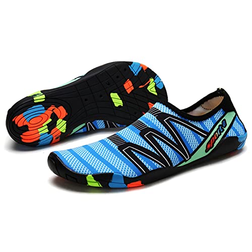 TMEOG Badeschuhe Damen Herren Wasserschuhe Schwimmschuhe Aquaschuhe Strandschuhe rutschfest Surfschuhe schnell trocknend Wattschuhe Meerschuhe Erwachsene(36 EU,Blau) von TMEOG