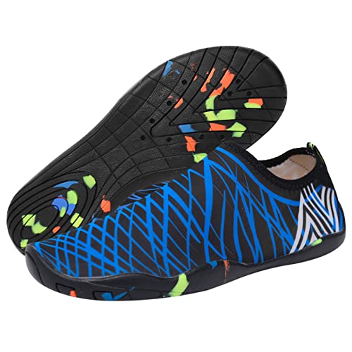 TMEOG Badeschuhe Damen Herren Wasserschuhe Schwimmschuhe Aquaschuhe Strandschuhe rutschfest Surfschuhe schnell trocknend Wattschuhe Meerschuhe Erwachsene(37 EU,Blau) von TMEOG