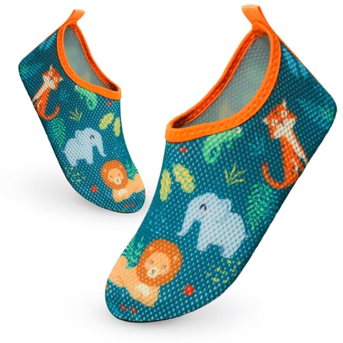 TMEOG Badeschuhe Kinder Wasserschuhe Kleinkind Aquaschuhe rutschfeste Schwimmschuhe Schnell Trocknend Strandschuhe Surfschuhe Badeschuhe für Kinder Jungen Mädchen von TMEOG