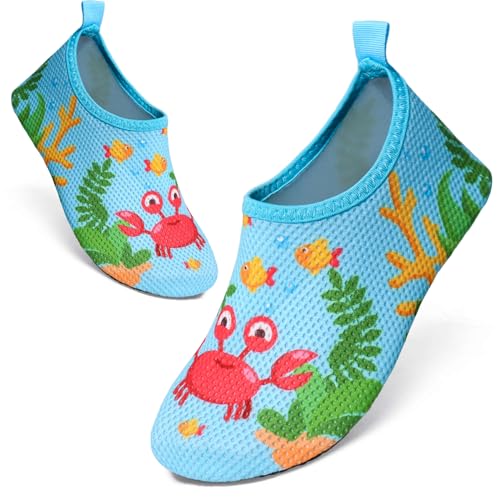 TMEOG Badeschuhe Kinder Wasserschuhe Schwimmschuhe Kleinkind Strandschuhe Aquaschuhe rutschfeste Wattschuhe Meerschuhe Barfussschuhe für Jungen Mädchen(22/23 EU,Krabbe) von TMEOG