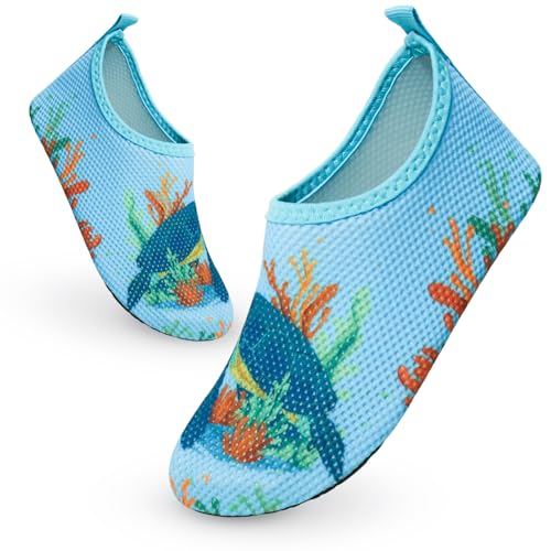 TMEOG Badeschuhe Kinder Wasserschuhe Kleinkind Aquaschuhe rutschfeste Schwimmschuhe Schnell Trocknend Strandschuhe Surfschuhe Badeschuhe für Kinder Jungen Mädchen von TMEOG