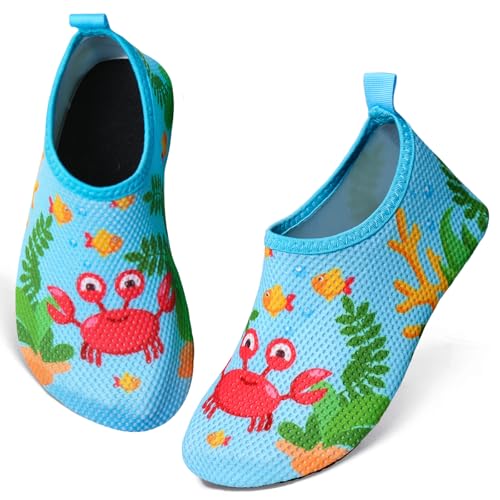 TMEOG Badeschuhe Kinder Wasserschuhe Kleinkind Aquaschuhe rutschfeste Schwimmschuhe Schnell Trocknend Strandschuhe Surfschuhe Badeschuhe für Kinder Jungen Mädchen von TMEOG