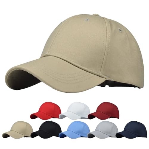 TMEOG Cap Damen Herren Basecap Sommer Kappe Baseball Caps Unifarben Pferdeschwanz Cap mit Loch für Zopf Baseballkappe Cappy Frauen Männer Sportkappe Atmungsaktiv(Beige,54-60cm) von TMEOG