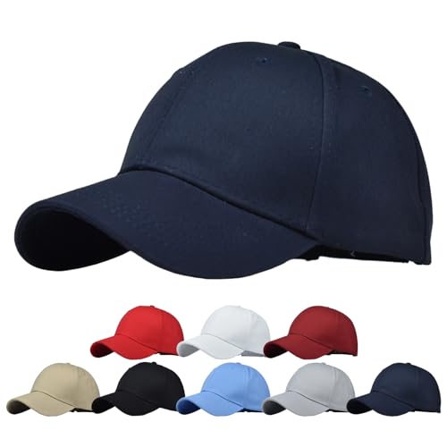 TMEOG Cap Damen Herren Basecap Sommer Kappe Baseball Caps Unifarben Pferdeschwanz Cap mit Loch für Zopf Baseballkappe Cappy Frauen Männer Sportkappe Atmungsaktiv(Marineblau,54-60cm) von TMEOG