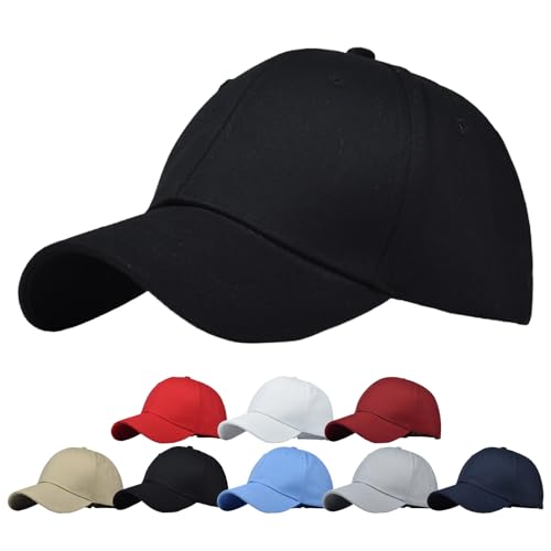 TMEOG Cap Damen Herren Basecap Sommer Kappe Baseball Caps Unifarben Pferdeschwanz Cap mit Loch für Zopf Baseballkappe Cappy Frauen Männer Sportkappe Atmungsaktiv(Schwarz,54-60cm) von TMEOG