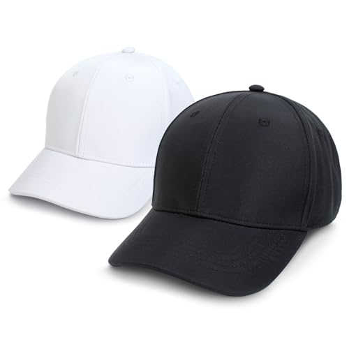TMEOG Cap Damen Herren Basecap Sommer Kappe Baseball Caps Unifarben Pferdeschwanz Cap mit Loch für Zopf Baseballkappe Cappy Frauen Männer Sportkappe Atmungsaktiv(Weiß+Schwarz,56-59cm) von TMEOG