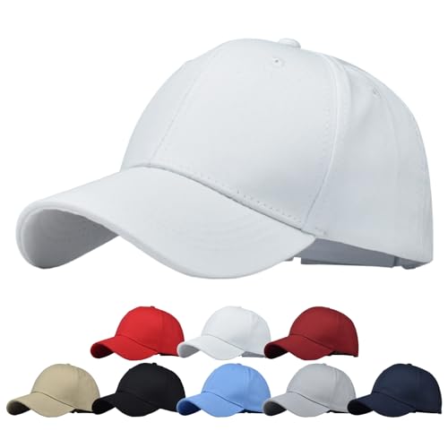 TMEOG Cap Damen Herren Basecap Sommer Kappe Baseball Caps Unifarben Pferdeschwanz Cap mit Loch für Zopf Baseballkappe Cappy Frauen Männer Sportkappe Atmungsaktiv(Weiß,54-60cm) von TMEOG