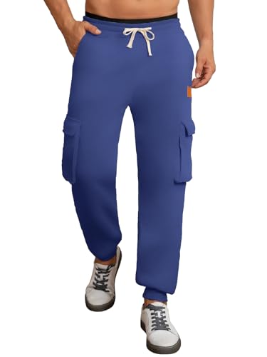 TMEOG Jogginghose Herren Sweatpants Trainingshose mit Elastischem Brachliegen Jogginghosen für Herren mit Taschen (Blau XL) von TMEOG