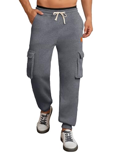 TMEOG Jogginghose Herren Sweatpants Trainingshose mit Elastischem Brachliegen Jogginghosen für Herren mit Taschen (Dunkelgrau XXL) von TMEOG