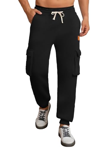 TMEOG Jogginghose Herren Sweatpants Trainingshose mit Elastischem Brachliegen Jogginghosen für Herren mit Taschen (Schwarz XXL) von TMEOG