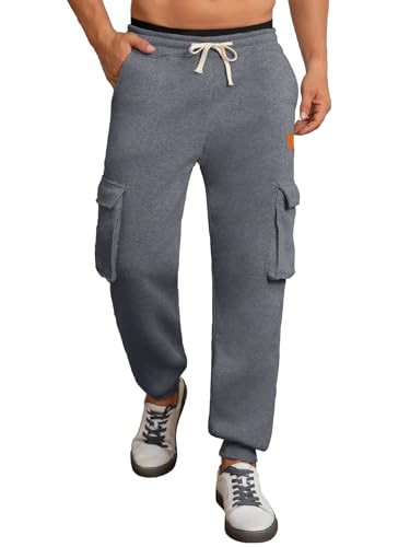 TMEOG Jogginghose Herren Sweatpants Trainingshose mit Elastischem Brachliegen Jogginghosen für Herren mit Taschen (Dunkelgrau XXXL) von TMEOG