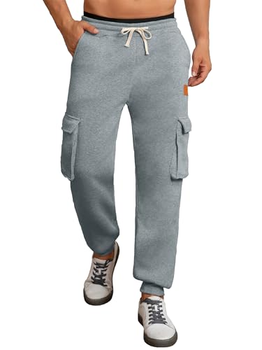 TMEOG Jogginghose Herren Sweatpants Trainingshose mit Elastischem Brachliegen Jogginghosen für Herren mit Taschen (Hellgrau XXL) von TMEOG