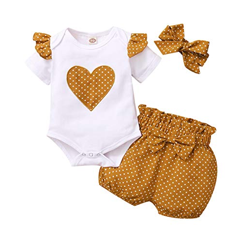 TMEOG Neugeborenes Baby Mädchen Kleidung Kurzarm Brief Print Strampler + Hosen + Stirnband Schöne Mode Casual Sommer Newborn Baby Set von TMEOG