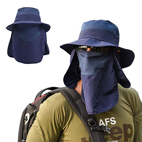 TMEOG Sonnenhut Herren Damen Nackenschutz Fischerhut Wanderhut Safari Hut UV Schutz Boonie Anglerhut Leicht Gartenhut Faltbar Sonnenschutzhut Sommerhüte für Outdoor(Blau) von TMEOG