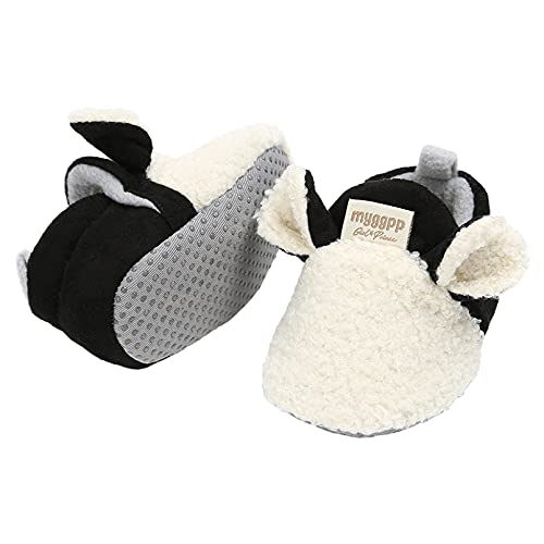 TMEOG Unisex-Baby Neugeborenes Fleece Booties Bio Baumwoll-Futter und rutschfeste Greifer Winterschuhe (0-6 Monate, E_Weiß) von TMEOG