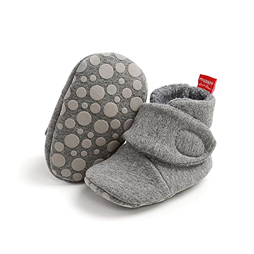 TMEOG Unisex-Baby Neugeborenes Fleece Booties Bio Baumwoll-Futter und rutschfeste Greifer Winterschuhe von TMEOG