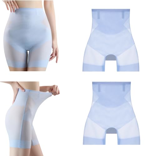 TMERIC Ultra Slim Tummy Control Hip Lift Panties,High Waist Shapewear Panties for Women,Comfortable High Elastic Seamless Ice Silk Cooling Body Shaper Underwear. (L, 2Pcs Blue) von TMERIC