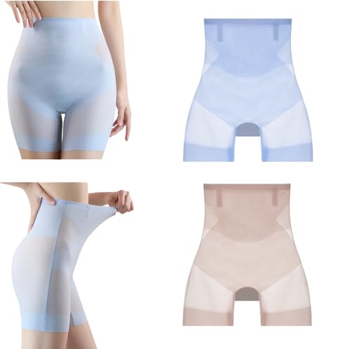 TMERIC Ultra Slim Tummy Control Hip Lift Panties,High Waist Shapewear Panties for Women,Comfortable High Elastic Seamless Ice Silk Cooling Body Shaper Underwear. (L, Blue+Pink) von TMERIC