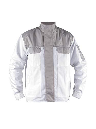 TMG® Arbeitsjacke Herren mit reflektierenden Streifen | strapazierfähig & atmungsaktiv | multifunktional | weiß L von TMG INTERNATIONAL Textile Management Group