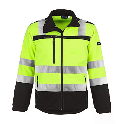 TMG® Warnschutzjacke für Herren, wasserabweisende Softshell Arbeitsjacke, gefütterte Sicherheitsjacke Klasse 2, Gelb 4XL von TMG INTERNATIONAL Textile Management Group