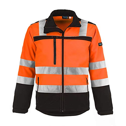 TMG® Warnschutzjacke für Herren, wasserabweisende Softshell Arbeitsjacke, gefütterte Sicherheitsjacke Klasse 2, Orange 2XL von TMG INTERNATIONAL Textile Management Group