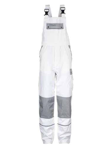 TMG | Leichte Arbeitslatzhose für Herren Style Light, weiße Arbeitshose, Malerhose mit Kniepolster & Taschen | Gr. 48 von TMG INTERNATIONAL Textile Management Group