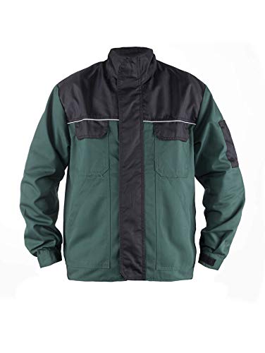 TMG® Arbeitsjacke für Männer, multifunktionale Bundjacke mit reflektierenden Streifen Grün M von TMG INTERNATIONAL Textile Management Group