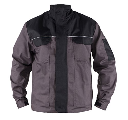 TMG® Arbeitsjacke für Männer, multifunktionale Bundjacke mit reflektierenden Streifen Grau 4XL von TMG INTERNATIONAL Textile Management Group