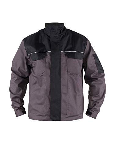 TMG® Arbeitsjacke Herren mit reflektierenden Streifen | strapazierfähig & atmungsaktiv | multifunktional | grau M von TMG INTERNATIONAL Textile Management Group