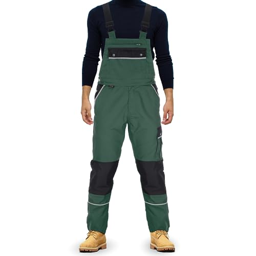 TMG® | Lange Arbeitslatzhose Herren, Grüne Latzhose mit Kniepolstertaschen aus Cordura, viel Stauraum, robust | 52 von TMG INTERNATIONAL Textile Management Group