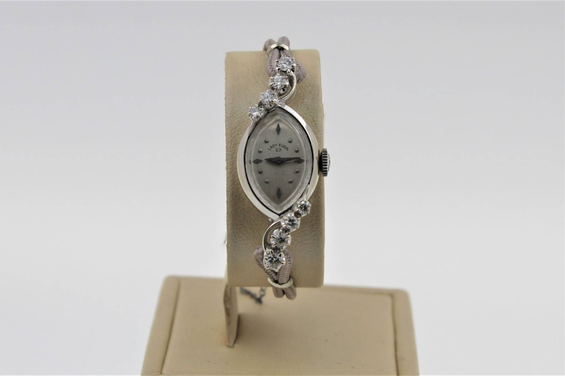 Damen Vintage 1930 Elgin 23 Mit 0, 50 Karat Diamantuhr Armbanduhr 14K Weiß Gold Laufen von TMGEMS
