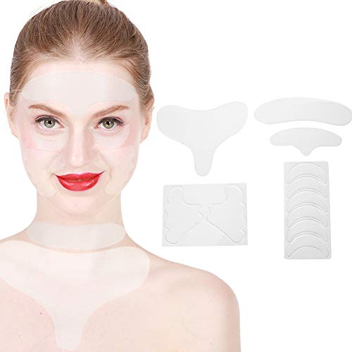 17 teiliger Silikon Anti Falten Aufkleber, Wiederverwendbares Gesicht Stirn Stirn Hals Brust Kinn Faltenpflaster Faltenstreifen Faltenentfernung Gesichtsband Anti Falten Behandlung Anti Aging Pad von TMISHION