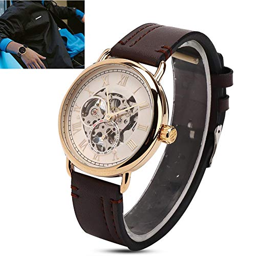 TMISHION Modische Armbanduhr, mechanisch, automatisch, hohl, für Herren (03), Riemen, Riemen von TMISHION