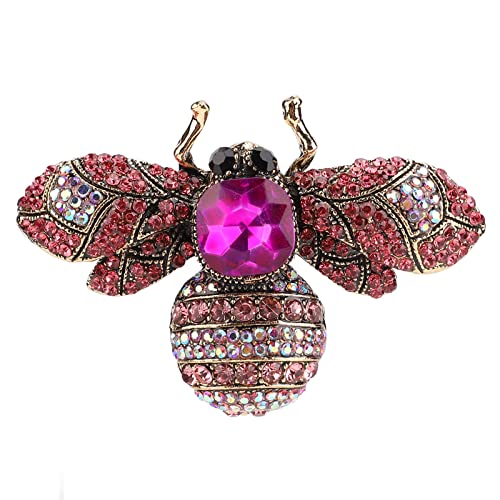 Brosche Schmuck, Retro Biene Form Brosche Tier Mode Muschel Perle Brosche Pin Modische Geschenke Damen Broschen Pin Legierung Attraktive Dekorative Strass Pin Ornament für Mantel Anzug(Rosenrot) von PIROIT